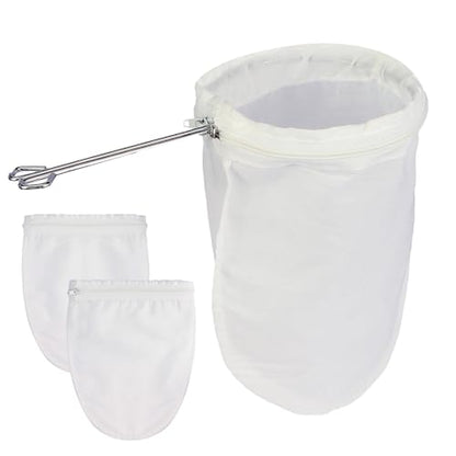 Fine Mesh Strainer, 3Pcs Cloth Strainer Bags with Steel Handle - color: White-3pcs
