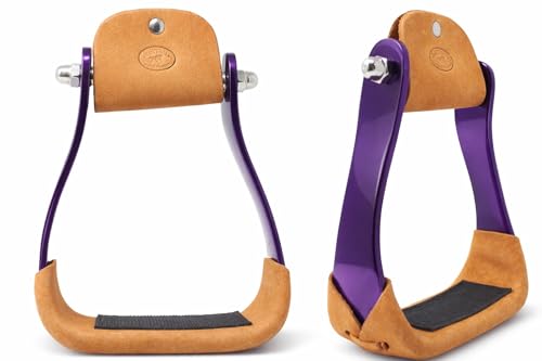 CHALLENGER Horse 4-3/4" Western Saddle Barrel Racing Lightweight Aluminium Stirrups 5181 - color: Purple