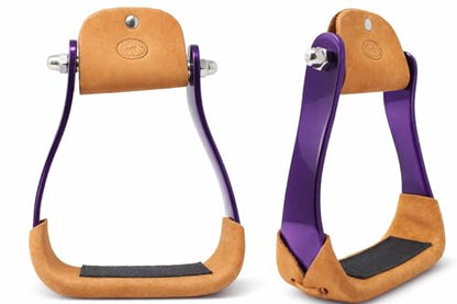 CHALLENGER Horse 4-3/4" Western Saddle Barrel Racing Lightweight Aluminium Stirrups 5181 - color: Purple