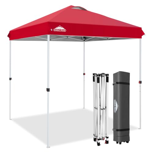 EAGLE PEAK 6.6x6.6 Pop Up Canopy Tent Easy Up Canopy Outdoor, Red - color: Red, size: 6.6x6.6