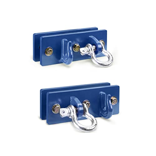 Tractor Bucket Hooks, Bolt On Clevis Mount with 1/2” Shackle, 5/16”Grab Hooks G70 Steel, Shackles Mount with Backer Plate, Heavy Duty Tow Hook for SUV RV UTV Tractors Bucket(Blue) - color: Blue