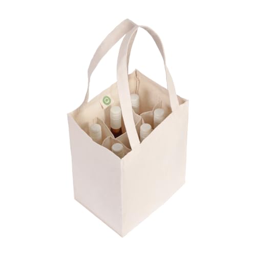 Six Bottle Canvas Wine Tote Bag - Premium Material, Extremely Sturdy, Washable & Reusable Wine Carrier Bag - Double Stitched Reusable Wine Bags - Sturdy 6 Bottle Wine Carrier (1 Bag)