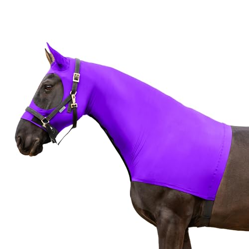 Resistance Horse Hood Slinky Lycra Zippered Mane Braid Shoulder Guard - Horse Sleazy Slickers Care Sheet - color: Purple, size: X-Small