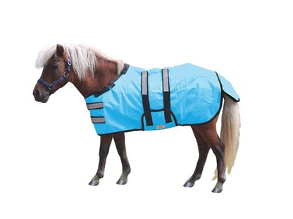 Derby Originals Mini Horse & Foal Winter Turnout Blanket – Reflective, No-Hardware Design, 600D Waterproof Outer, 150g Insulation, 170T Lining, Adjustable Fit, 1-Year Warranty (Hurricane Blue, Large) - color: Hurricane Blue