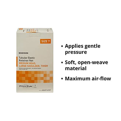 McKesson Tubular Elastic Retainer Net Dressing, Non-Sterile, Medium Head, Large Shoulder, Thigh, Size 7, 27 1/2 in x 25 yd, 1 Count, 2 Pack - size: Size 7 1 Count (Pack of 2)
