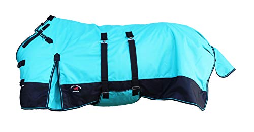 Challenger 1200D Turnout Waterproof Rain Horse Sheet Light Winter Blanket 367B - color: Turquoise Black, size: 76 inches