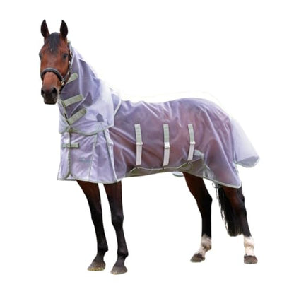 Shires Highlander Fine Mesh Horse Fly Sheet with Detachable Neck Set - White/Sage - Multiple Sizes 81" - size: 81"