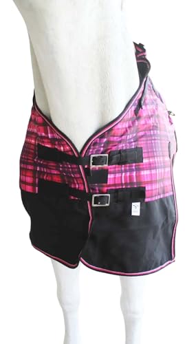 Challenger 1200D Turnout Lightweight Rain Horse Winter Blanket Sheet 3B108 - color: Berry Plaid, size: 60 inches