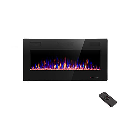 R.W.FLAME 36 inch Recessed and Wall Mounted Electric Fireplace, Ultra Thin ad Low Noise, Fit for 2 x 4 and 2 x 6 Stud, Remote Control with Timer,Touch Screen,Adjustable Flame Color and Speed - size: 36"