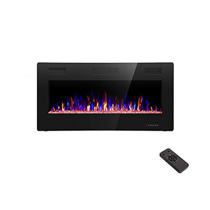 R.W.FLAME 36 inch Recessed and Wall Mounted Electric Fireplace, Ultra Thin ad Low Noise, Fit for 2 x 4 and 2 x 6 Stud, Remote Control with Timer,Touch Screen,Adjustable Flame Color and Speed - size: 36"