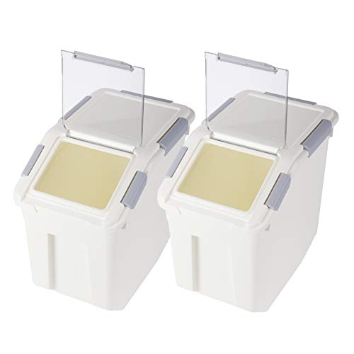 EonTone [2-Pack] 30 lbs Rice Storage Container, 15L Airtight Food Bin with Wheels for Flour, Pet Food - size: 15 Liters (pack of 2)