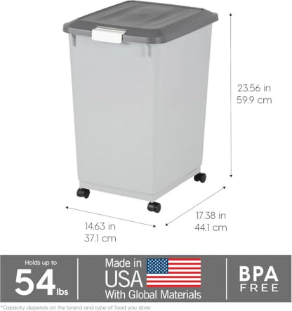 IRIS USA Dog Food Storage Container, Up to 54 lbs, Gray/Dark Gray - color: Gray/Dark Gray, size: 54 lbs