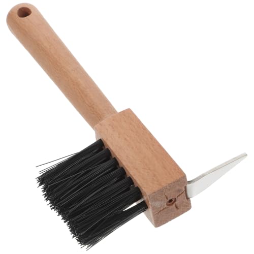 Hemoton Horse Hoof Brush Wooden Handle Hoof Care Tool for Cattle Sheep and Camels Metal Bristles for Cleaning Trimming and Grooming Portable 6.69 X 3.93 X 1.18 in