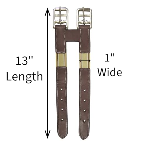 Paris Tack English Leather Elastic Girth Extender with Stainless Steel Roller Buckles and Double Layer Elastic. 1 year Warranty. - color: Black