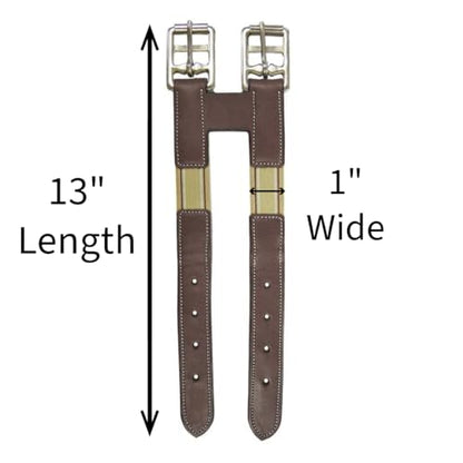 Paris Tack English Leather Elastic Girth Extender with Stainless Steel Roller Buckles and Double Layer Elastic. 1 year Warranty. - color: Havana