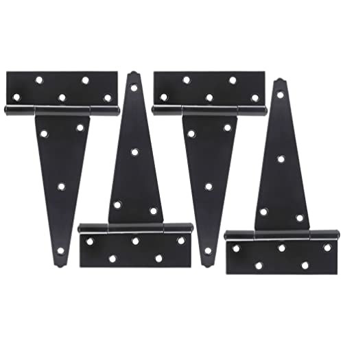 10 Inch T-Strap Shed Door Hinges Heavy Duty, Black Tee Hinge for Wooden Fences, Yard Door, Barn Door Gates, Wrought Hardware Rustproof, 4PCS - color: 4 pcs, size: 10 Inch