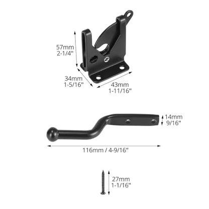 QWORK Self Locking Automatic Gravity Lever Fence Gate Latch – 2 Pack Heavy-Duty Steel – Quick Installation for Versatile Use on Wood/Metal Gates