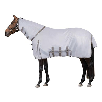 Horze Defense Combo Neck Fly Sheet - Atmosphere - 81 in - color: Atmosphere, size: 81 in