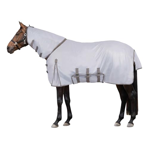 Horze Defense Combo Neck Fly Sheet - Atmosphere - 78 in - color: Atmosphere, size: 78 in
