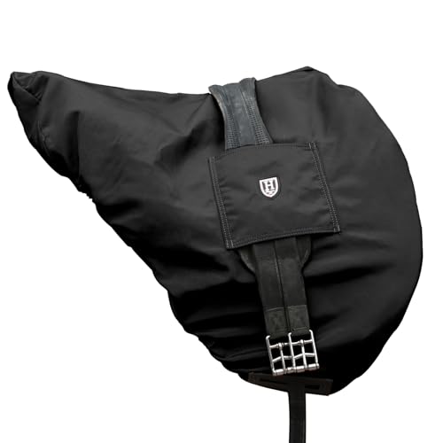 Harrison Howard Premium Dressage English Saddle Cover, Waterproof & Breathable Fleece-Lined Long Flap Saddle Protection Mars Black