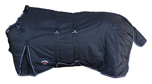 Challenger 1200D Turnout Waterproof Horse Heavy Winter Blanket w/Bellyband Black 551B - color: Black, size: 68"