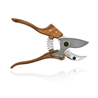 TONMA Anvil Pruning Shears [Made in Japan] Heavy Duty Garden Shears Secateurs, Japanese Gardening Scissors Plant Pruners Hedge Clippers, Ergonomic Imitation Wood Grain Aluminum Alloy Handle - style: Anvil Garden Shears (Wood Grain)