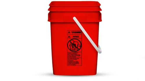 House Naturals 4 Gallon Square Food Grade Plastic Bucket with Lid, Made in USA (Pack of 2) BPA Free (Red) - color: Red