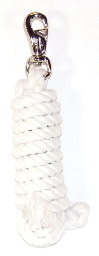 Hamilton 3/4" x 10' Cotton Horse Lead Rope with Bull Snap, White - color: White, size: 3/4" x 10'