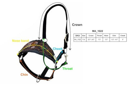 Majestic Ally Equestrian Designer Bronc Halter for Horses, Hand-Tooled Leather Nose, Padded Nylon Crown and Noseband - style: Yellow Sunflower