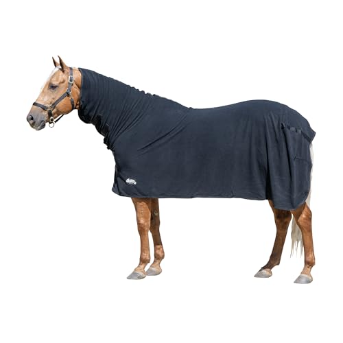 Weaver Equine Fitted Polar Horse Fleece Cooler, Moisture-Wicking Horse Fleece Blanket, Lightweight Protective Equestrian Gear, Average, Black