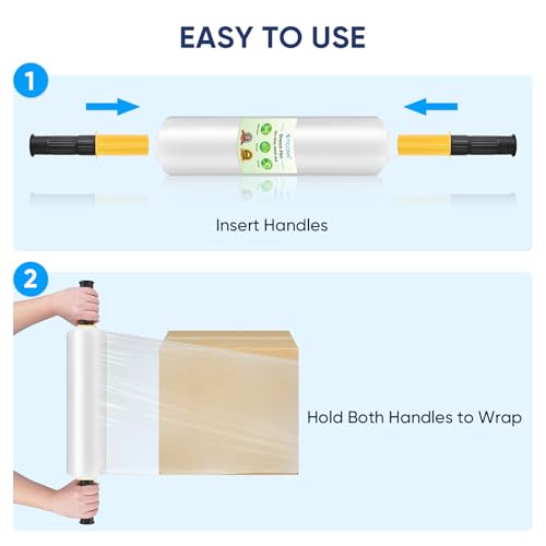 TICONN 4Pk Stretch Wrap Stretch Film Roll, 1000ft Industrial Strength 15 inch Wide Clear Plastic Wrap with Handles for Pallet Wrapping Shipping Moving - style: 15''-4PK
