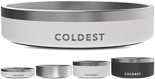 Coldest Dog Bowl - Anti Rust Metal, Non Slip, 3 Layers Insulated Stainless Steel Dog Bowls - Spill Proof & Heavy Duty - Water Bowl for Dogs, Cats & Pets, Dish Washer Safe (21 oz, Epic White) - color: Epic White, size: 21 oz