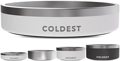 Coldest Dog Bowl - Anti Rust Metal, Non Slip, 3 Layers Insulated Stainless Steel Dog Bowls - Spill Proof & Heavy Duty - Water Bowl for Dogs, Cats & Pets, Dish Washer Safe (21 oz, Epic White) - color: Epic White, size: 21 oz