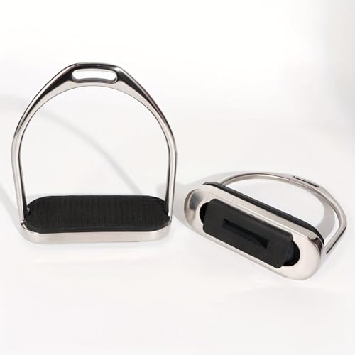 Juhua 304 Stainless Steel Horse Saddle Western Riding Stirrups Pair Leather Tread (A Pair)