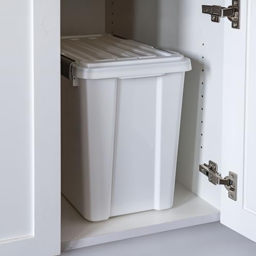 IRIS USA Dog Food Storage Container, Up to 30 lbs, White, Made in USA - color: White/Gray
