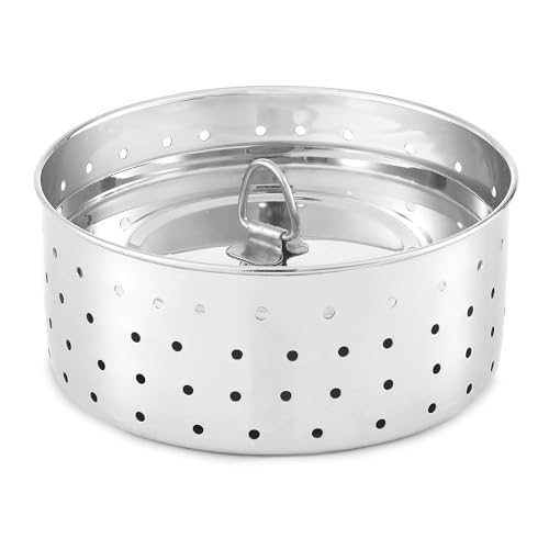 KSJONE Stainless Steel Round Paneer Maker/Mould/Strainer Perfect for Making Delicious Tofu, Stainless Steel Paneer Maker with Top Pressing Lid - Size 5.5"W x 5.5"L x 2.3"H inches - size: Round