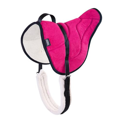Harrison Howard Equestrian Saddle Pad Horse Riding Pad Bareback Pad with Girth - color: Rose Pink