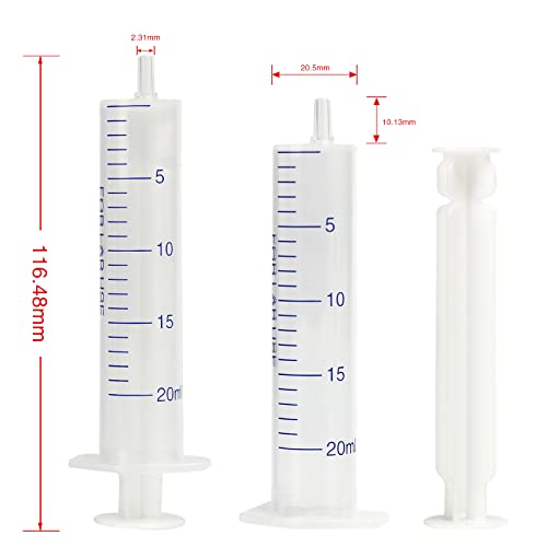 12 Pack 20 ml Plastic Syringe, Luer Slip Syringe Without Needle No Rubber Ring Used in Scientific Laboratories, Liquid refilling, DIY Crafts, Scientific Labs By Labfil - size: 20ML Plastic Syringe