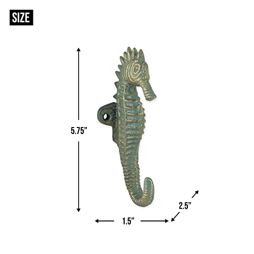 DII Cast Iron Decorative Wall Hook Set, Seahorse Hook, 2 Count - size: Seahorse Hook