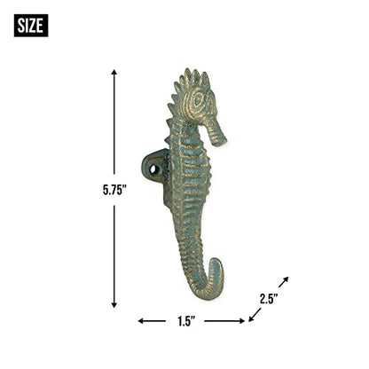 DII Cast Iron Decorative Wall Hook Set, Seahorse Hook, 2 Count - size: Seahorse Hook