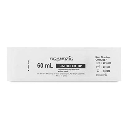 60ml Catheter Tip Syringe with Cover 5 Pieces by Brandzig – Sterile Disposable Medical Grade Syringe For Precise Medication Dispensing