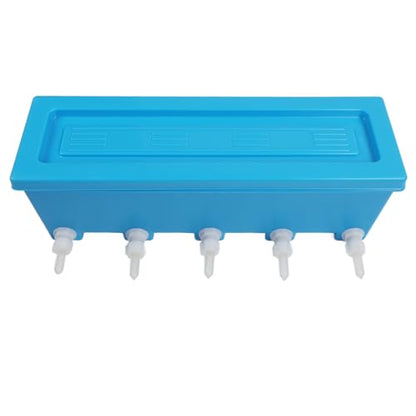 Sorandy Silicone Lamb Drink Feeder, Farm Livestock Breeding Feeder, Vertical Type Calf Feeding Bottle with 5 Nipples Wall Mounted 8L Livestock Milk Feeding Bucket for Nursing Animal Lamb