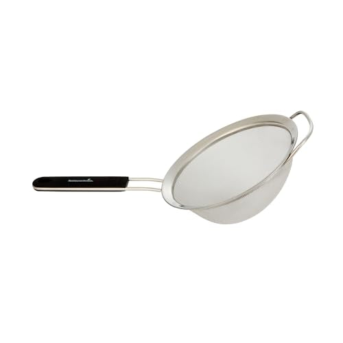 Restaurantware Fine Mesh Strainer 1 Count 14.4" x 7" x 2.9" with Silicone Handle Stainless Steel Extra Fine Mesh Strainer Heat-Resistant Handle Dishwasher-Safe for Rice, Quinoa, Pasta - size: Standard, Extra Fine Mesh-7"