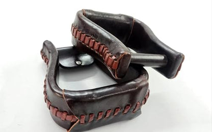 Western Leather Horse Riding Stirrups – Handcrafted Leather Covered Stirrups Pair with Braided Design Equestrian Saddle Stirrup for Riding & Training