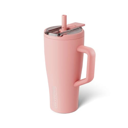 BrüMate Era Flip 30oz Tumbler with 100% Leakproof Covered Straw Lid | Hygienic Covered Straw | Insulated Stainless Steel Water Bottle with Handle | Cup Holder Friendly | BPA-Free (Guava) - color: Guava, size: 30 Ounces