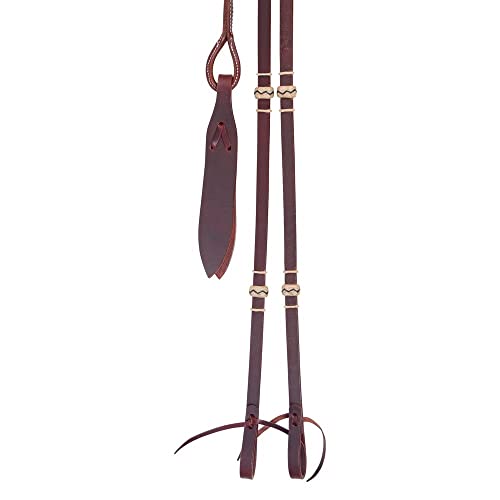 Billy Royal Flat Romel Reins for Horses with Rawhide Accents | Weighted Design for Correct Drape, Rawhide Braid Accents, Durable Harness Leather | 60" Length