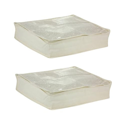 Household Essentials Canvas Sweater Storage Bags 2 Pack, Breathable Under Bed & Closet Organizer with Clear Window & Zipper, Soft-Sided Storage for Sweaters, Blankets & Linens - size: 2-Pack, style: Sweater Storage Bag