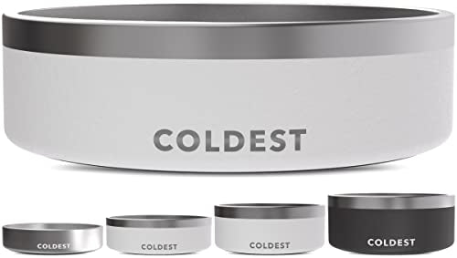 Coldest Dog Bowl - Anti Rust Metal, Non Slip, 3 Layers Insulated Stainless Steel Dog Bowls - Spill Proof & Heavy Duty - Water Bowl for Dogs, Cats & Pets, Dish Washer Safe (42 oz, Epic White) - color: Epic White, size: 42 oz