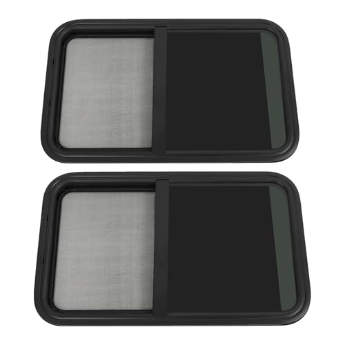 2 Pack RV Window, 18" X 30" Universal RV Window Vertical Slide W/Trim Ring, Vertical Sliding Glass Window with Screen Window for Cargo, Horse Trailer (18"Wx30"H（2 pack）) - size: 18"Wx30"H（2 pack）
