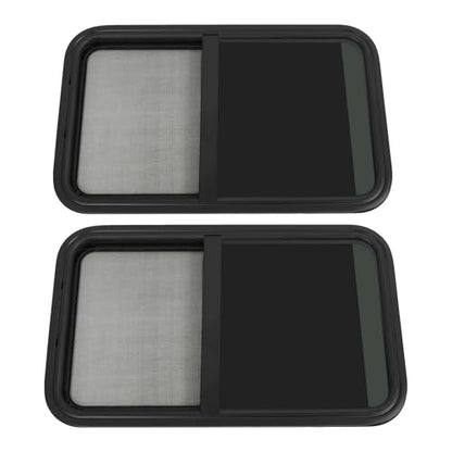 2 Pack RV Window, 18" X 30" Universal RV Window Vertical Slide W/Trim Ring, Vertical Sliding Glass Window with Screen Window for Cargo, Horse Trailer (18"Wx30"H（2 pack）) - size: 18"Wx30"H（2 pack）